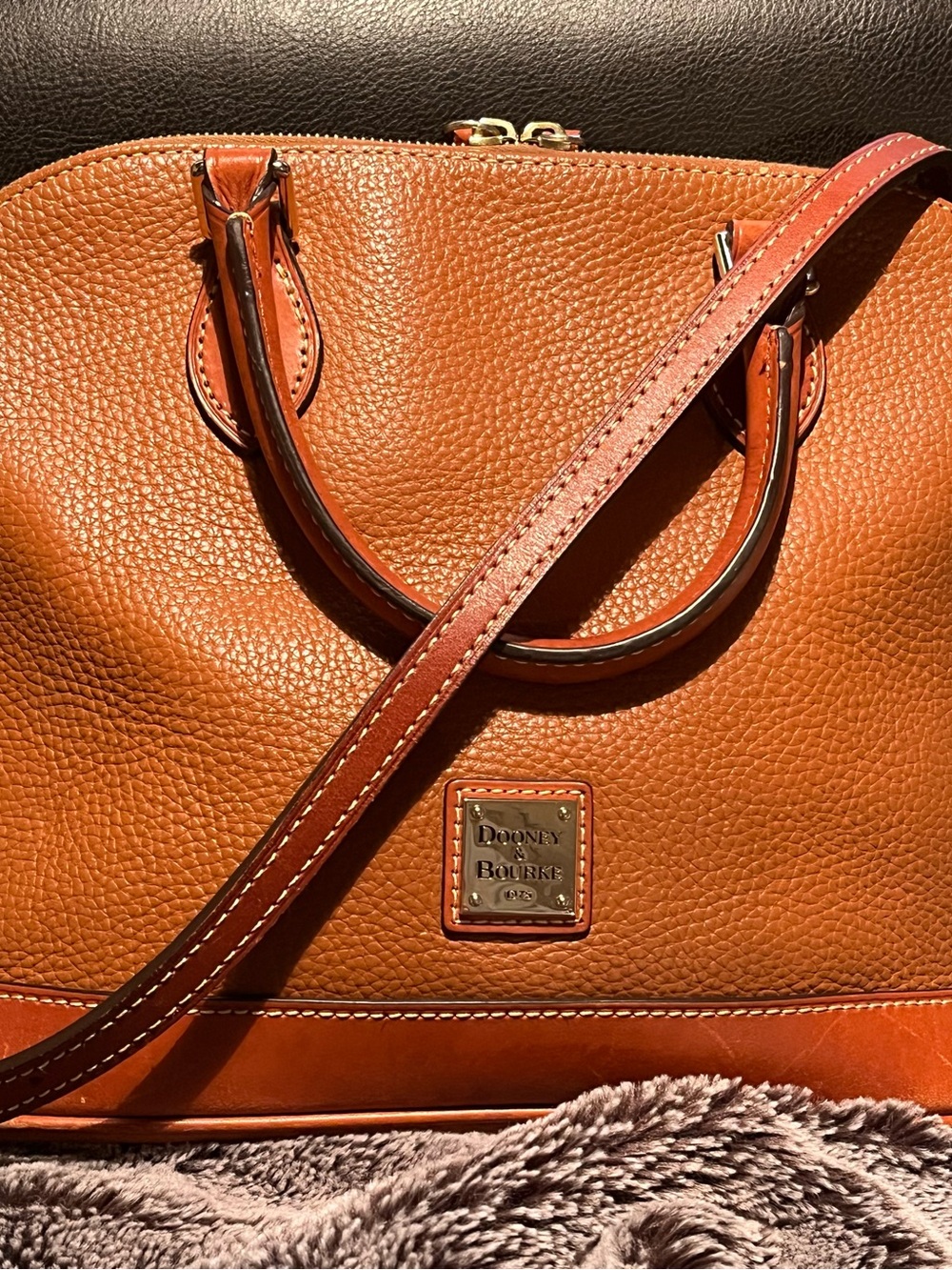 Dooney & Bourke Pebble Grain Zip Zip Satchel - Caramel - Excellent Condition
